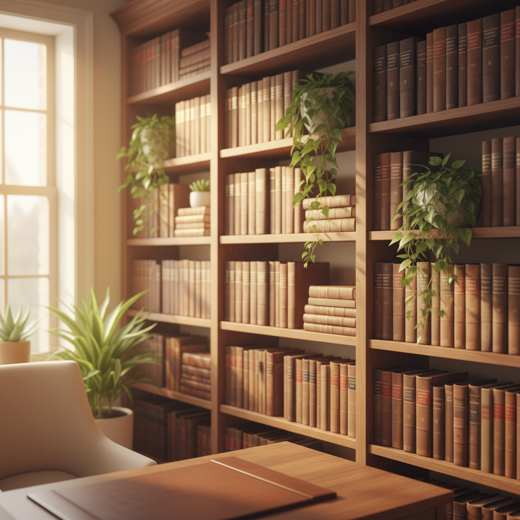 Clinical library with psychology and therapy books — depth of training at Therapy Aligned