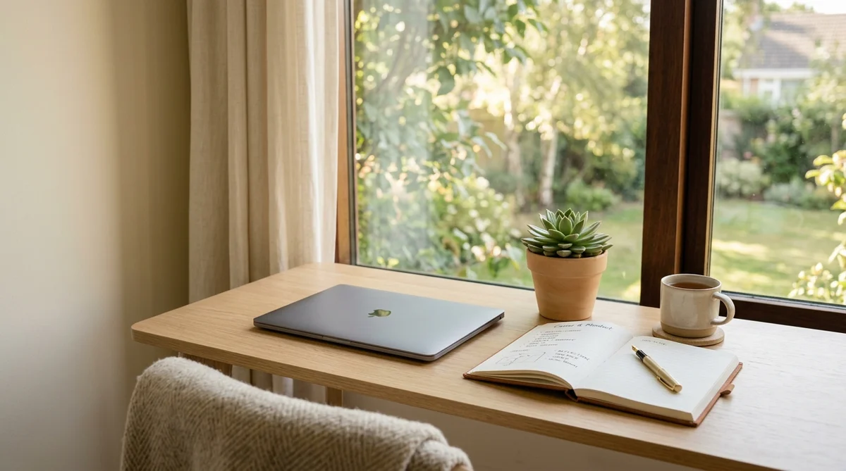 Professional workspace with warm natural light — career and professional stress therapy in New Jersey